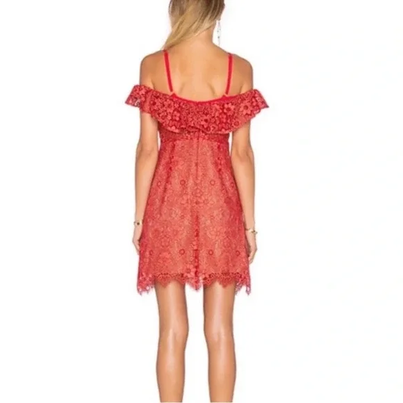 For Love And Lemons Red Lace Mini Dress